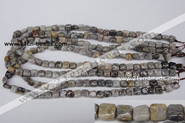 CAG1430 15.5 inches 8*8mm square silver needle agate beads