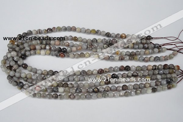 CAG1431 15.5 inches 6mm faceted round bamboo leaf agate beads