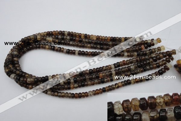 CAG1443 15.5 inches 3*6mm rondelle dragon veins agate beads