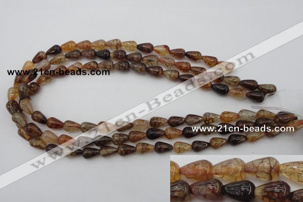 CAG1445 15.5 inches 8*12mm teardrop dragon veins agate beads