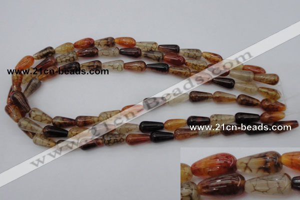 CAG1446 15.5 inches 8*16mm teardrop dragon veins agate beads