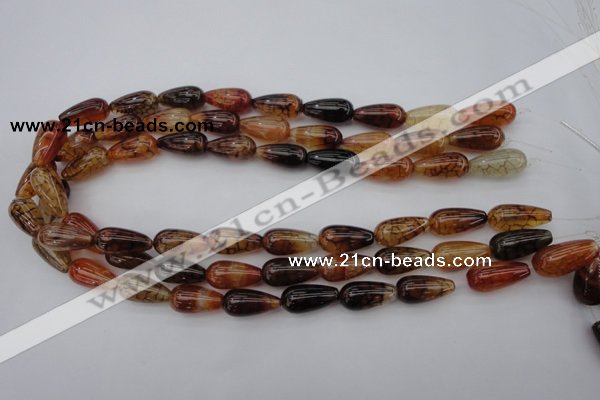 CAG1448 15.5 inches 10*20mm teardrop dragon veins agate beads