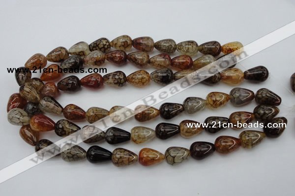 CAG1449 15.5 inches 13*18mm teardrop dragon veins agate beads