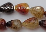 CAG1450 15.5 inches 15*20mm teardrop dragon veins agate beads