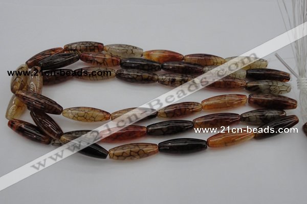 CAG1454 15.5 inches 10*30mm rice dragon veins agate beads