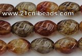 CAG1455 15.5 inches 10*15mm twisted rice dragon veins agate beads