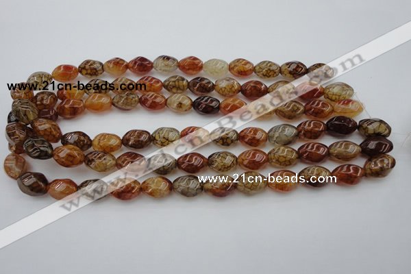 CAG1455 15.5 inches 10*15mm twisted rice dragon veins agate beads