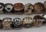 CAG1458 15.5 inches 12*13mm faceted nuggets dragon veins agate beads