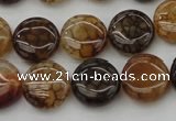 CAG1461 15.5 inches 15mm flat round dragon veins agate beads