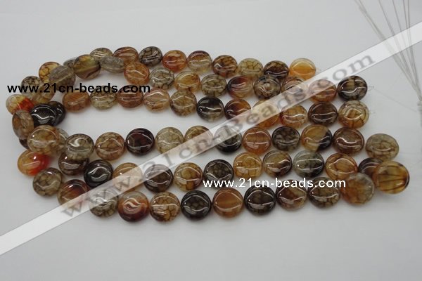 CAG1461 15.5 inches 15mm flat round dragon veins agate beads