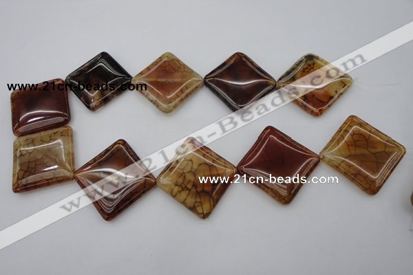 CAG1488 15.5 inches 30*30mm diamond dragon veins agate beads