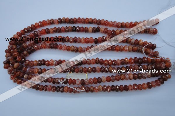 CAG1491 15.5 inches 5*8mm faceted rondelle natural fire agate beads