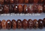 CAG1492 15.5 inches 6*12mm faceted rondelle natural fire agate beads