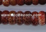 CAG1494 15.5 inches 9*18mm faceted rondelle natural fire agate beads