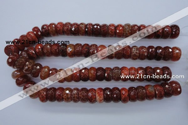 CAG1494 15.5 inches 9*18mm faceted rondelle natural fire agate beads