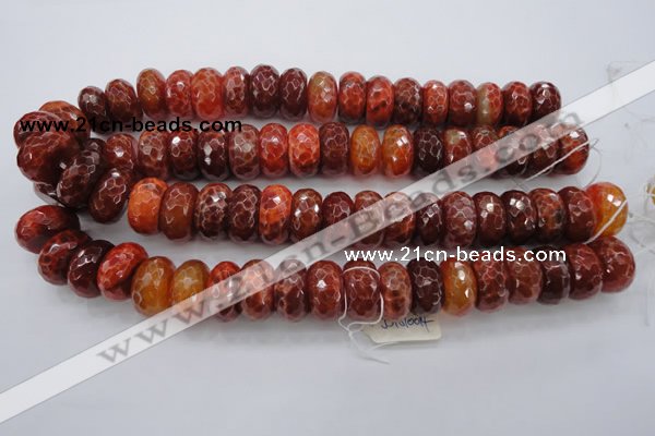 CAG1495 15.5 inches 10*20mm faceted rondelle natural fire agate beads