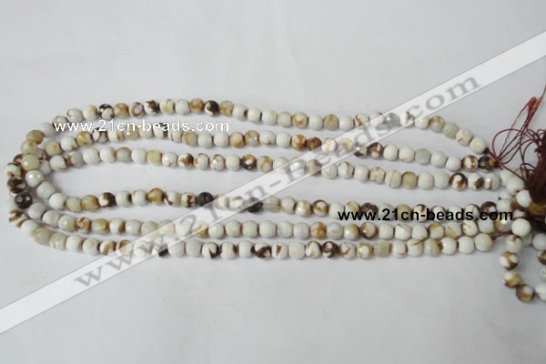 CAG1500 15.5 inches 6mm faceted round fire crackle agate beads