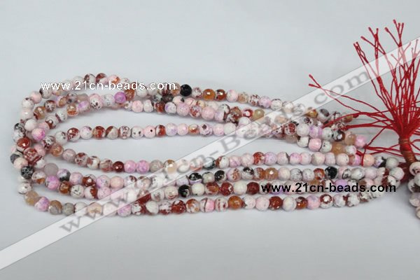 CAG1502 15.5 inches 6mm faceted round fire crackle agate beads