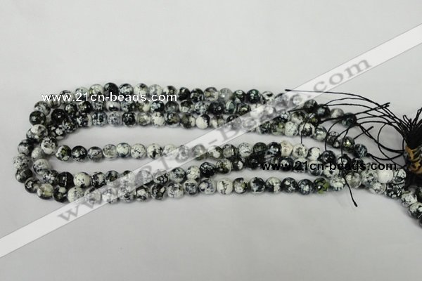 CAG1507 15.5 inches 8mm faceted round fire crackle agate beads