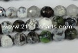 CAG1508 15.5 inches 8mm faceted round fire crackle agate beads