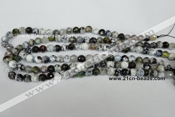 CAG1508 15.5 inches 8mm faceted round fire crackle agate beads