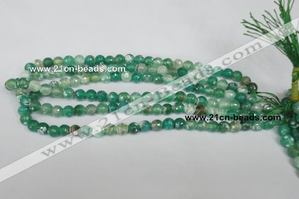 CAG1509 15.5 inches 8mm faceted round fire crackle agate beads