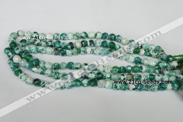 CAG1510 15.5 inches 8mm faceted round fire crackle agate beads