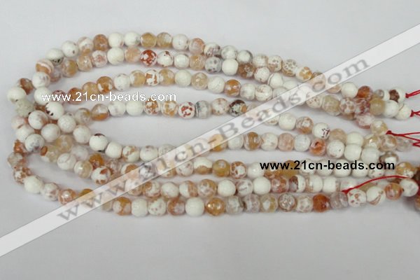 CAG1511 15.5 inches 8mm faceted round fire crackle agate beads