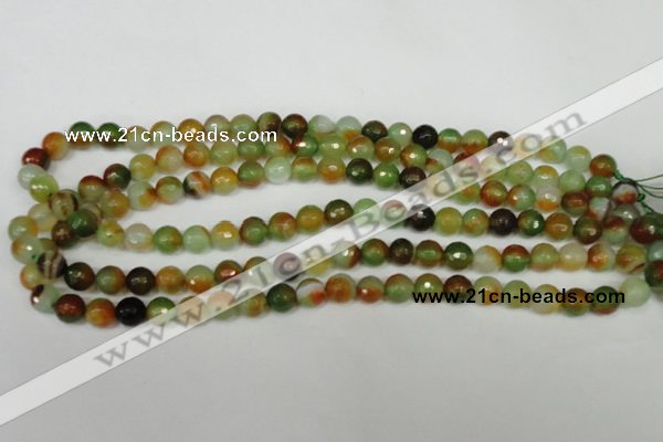 CAG1513 15.5 inches 8mm faceted round fire crackle agate beads