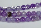 CAG1514 15.5 inches 8mm faceted round fire crackle agate beads