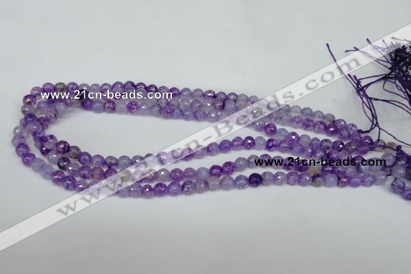 CAG1514 15.5 inches 8mm faceted round fire crackle agate beads