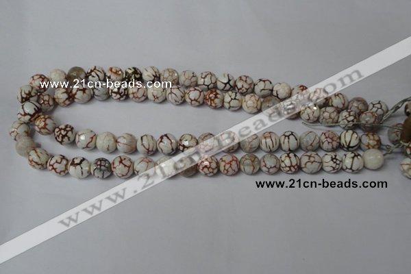 CAG1520 15.5 inches 10mm faceted round fire crackle agate beads