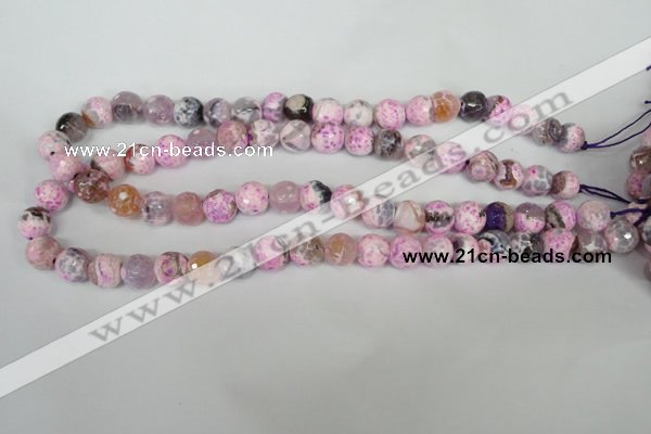 CAG1521 15.5 inches 10mm faceted round fire crackle agate beads