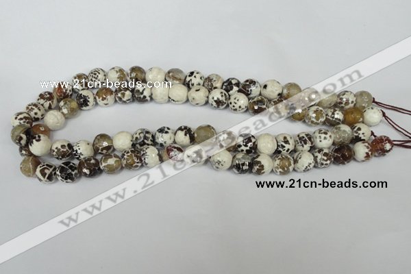 CAG1522 15.5 inches 10mm faceted round fire crackle agate beads