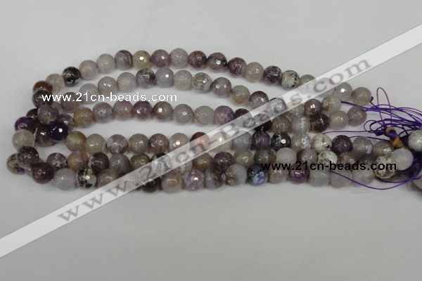 CAG1526 15.5 inches 10mm faceted round fire crackle agate beads