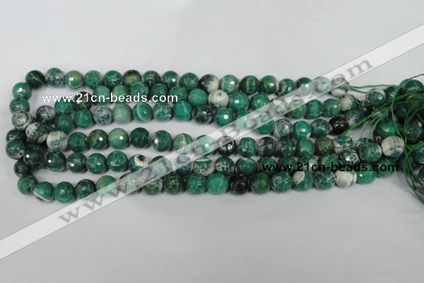 CAG1527 15.5 inches 10mm faceted round fire crackle agate beads