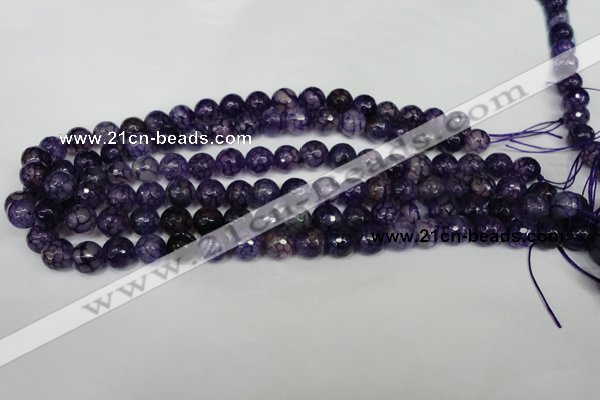 CAG1529 15.5 inches 10mm faceted round fire crackle agate beads