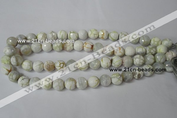 CAG1534 15.5 inches 12mm faceted round fire crackle agate beads