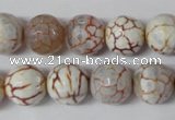 CAG1535 15.5 inches 12mm faceted round fire crackle agate beads