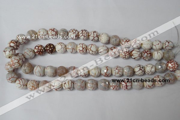 CAG1535 15.5 inches 12mm faceted round fire crackle agate beads