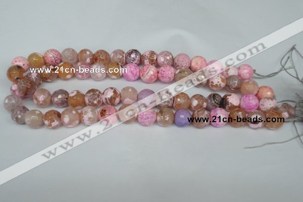 CAG1536 15.5 inches 12mm faceted round fire crackle agate beads