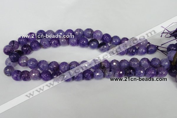 CAG1537 15.5 inches 12mm faceted round fire crackle agate beads