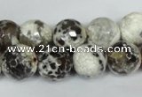 CAG1538 15.5 inches 12mm faceted round fire crackle agate beads