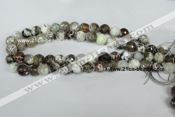 CAG1538 15.5 inches 12mm faceted round fire crackle agate beads