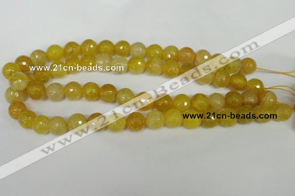 CAG1539 15.5 inches 12mm faceted round fire crackle agate beads