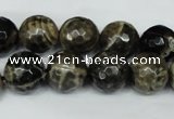 CAG1540 15.5 inches 12mm faceted round fire crackle agate beads