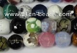 CAG1541 15.5 inches 12mm faceted round fire crackle agate beads