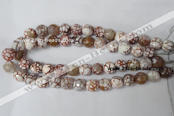 CAG1545 15.5 inches 14mm faceted round fire crackle agate beads
