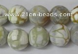 CAG1546 15.5 inches 14mm faceted round fire crackle agate beads