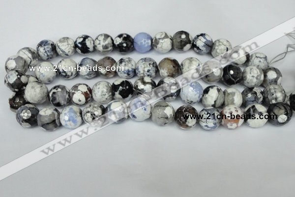 CAG1549 15.5 inches 14mm faceted round fire crackle agate beads